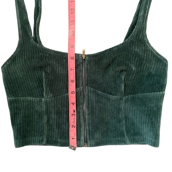 Forever 21 Green Corduroy Corset Top Zip Front Bustier Tank Y2K - Picture 6 of 9